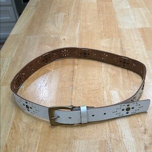 Hand Crafted White and Brown Women's Belt